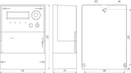 Габаритные размеры счётчика в исполнении W