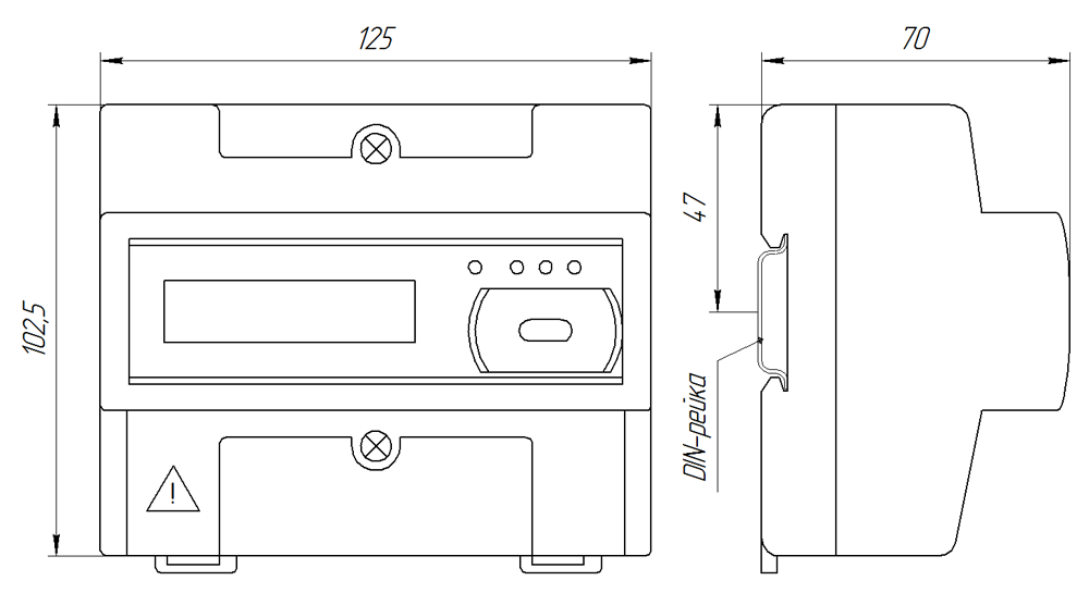 Габаритные размеры счетчика в исполнении D